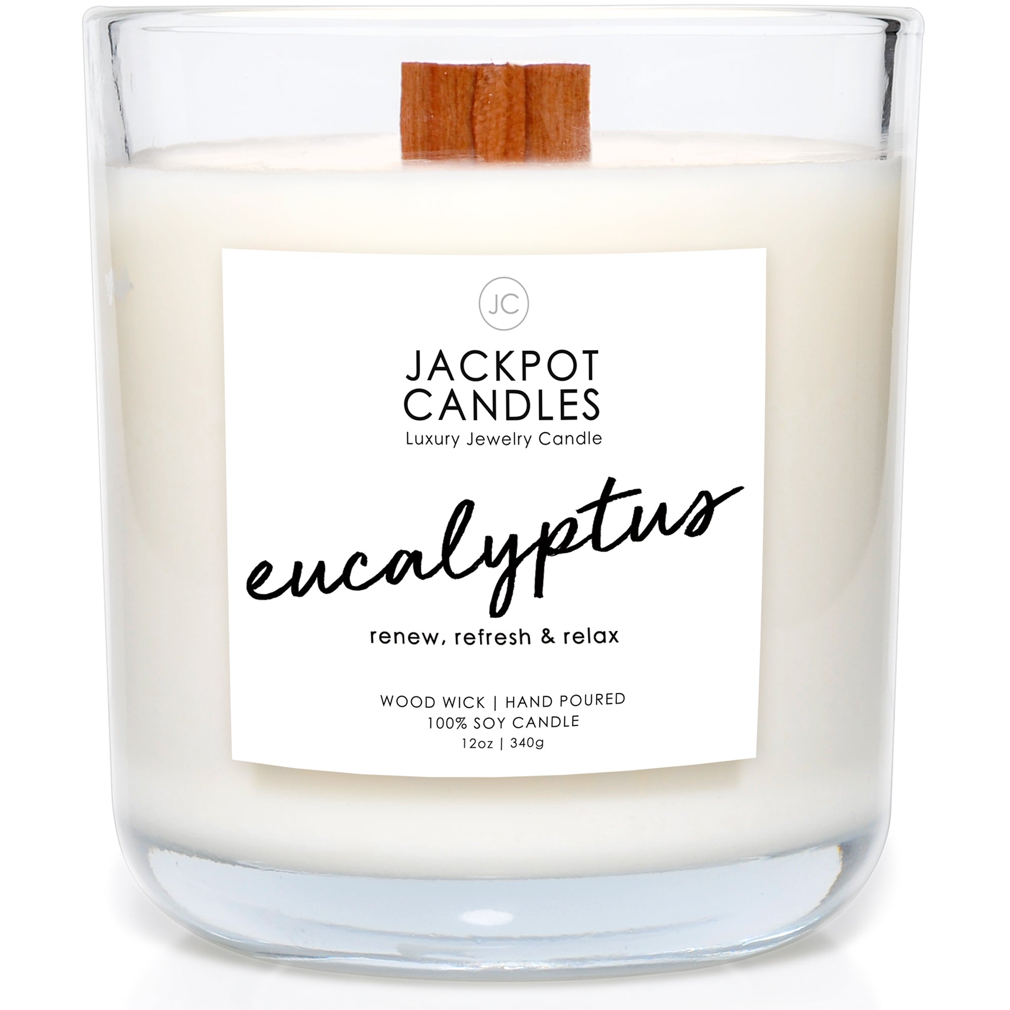Eucalyptus Wooden Wick Candle - Jackpot Candles